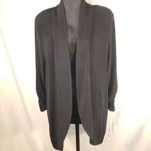 TanJay Black Pleated Open-Front Cardigan - L